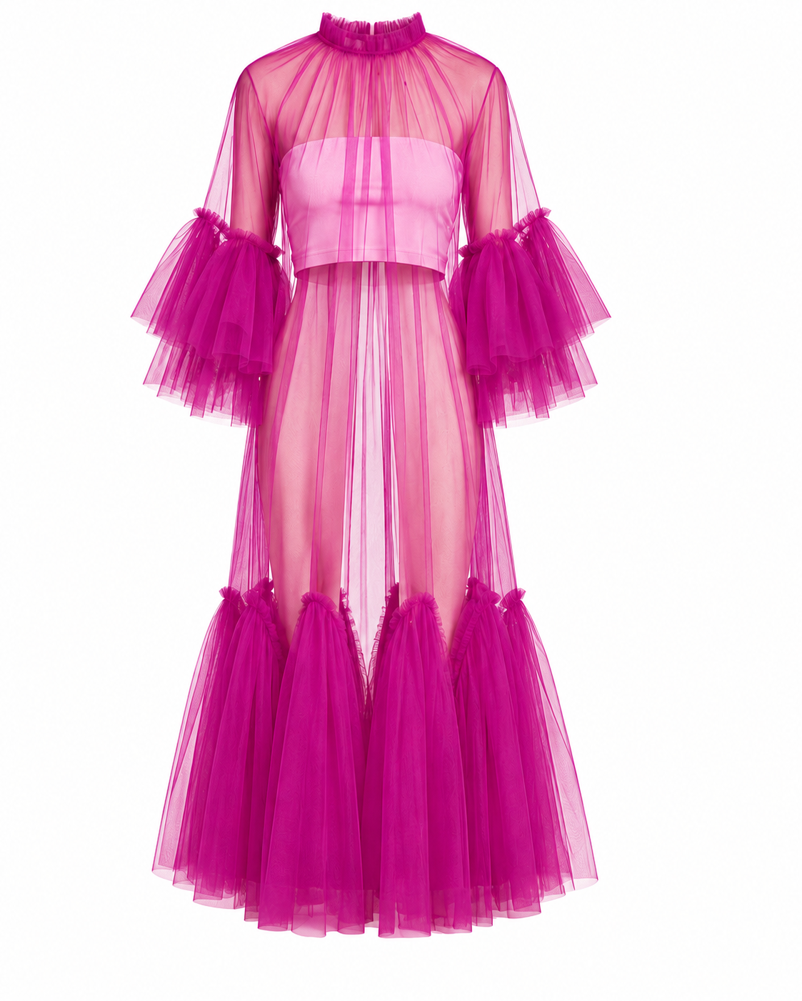 Sheer Ruffle Maxi Dresses