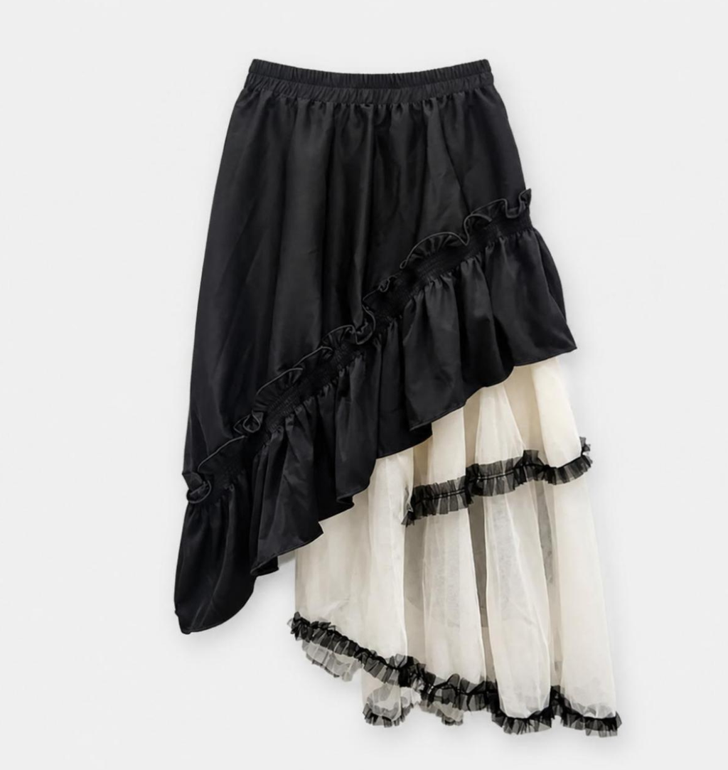 Chic Mesh Splicing Skirt w/3D Floral Decoration