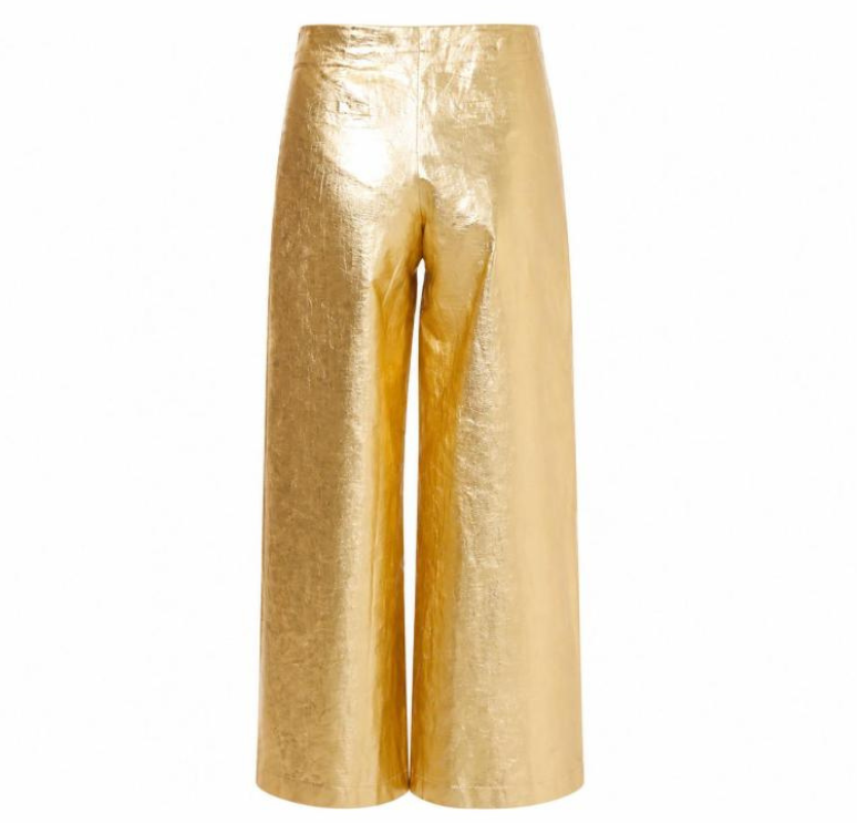 Gold Culotte Metallic Linen Pants