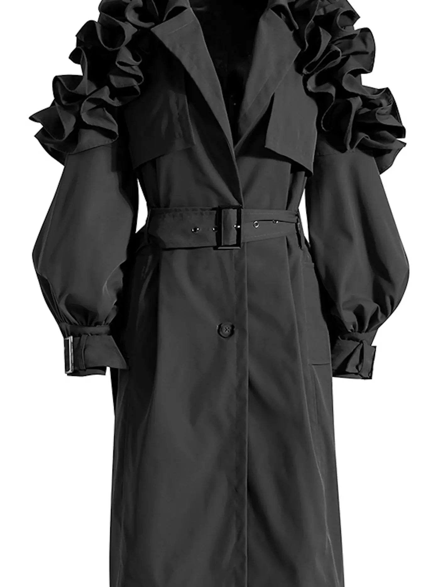 Ruffle Trench Coat