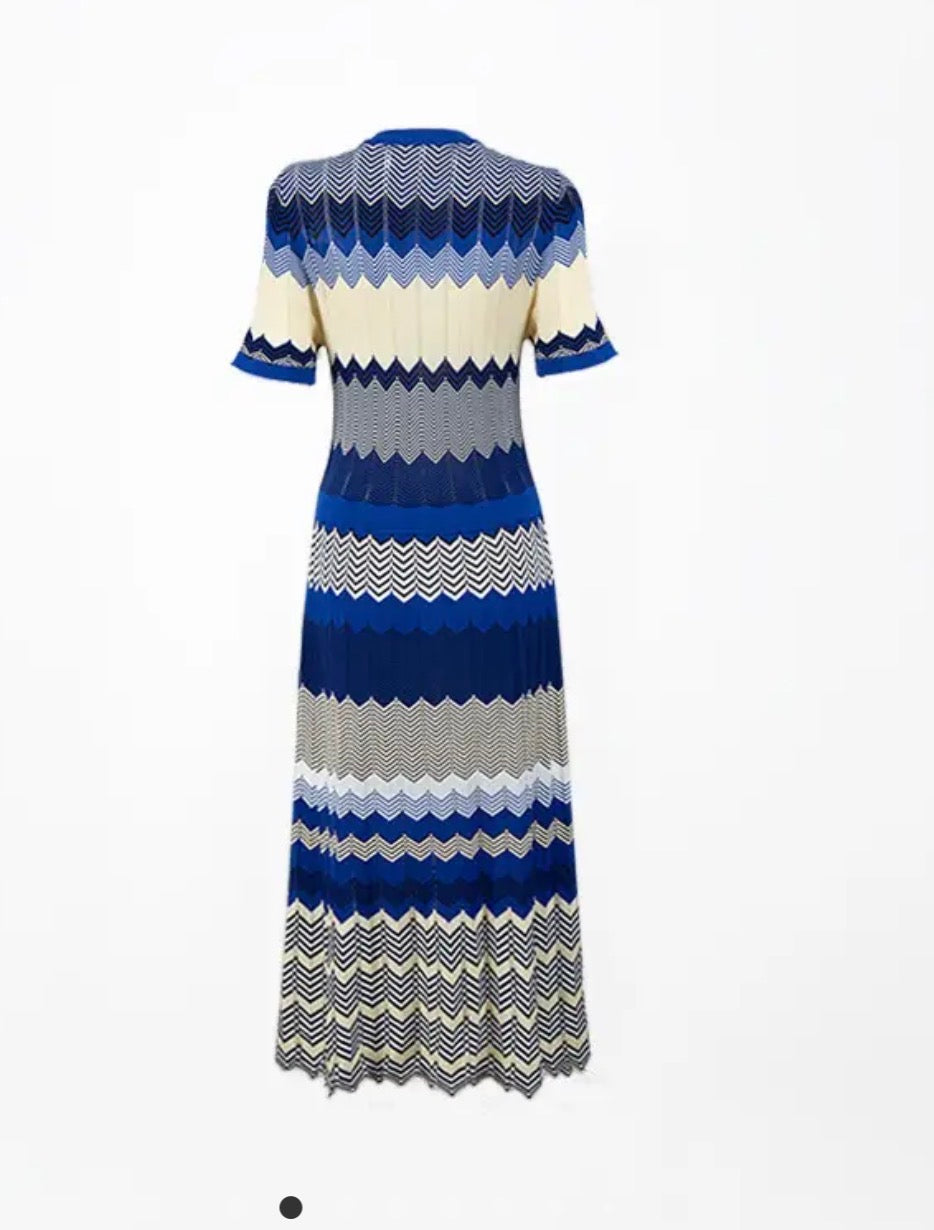 Two Piece Strip Sweater Set