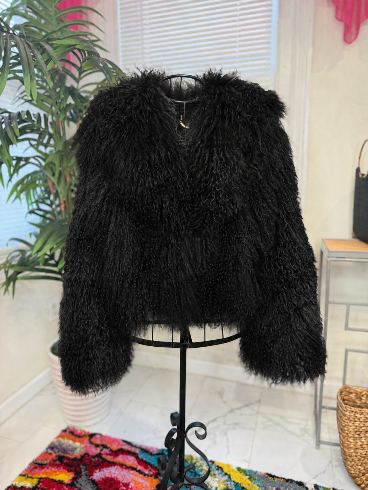 Cropped Mongolian Fur Jacket