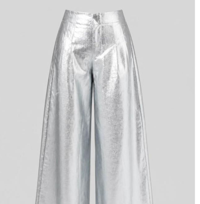 Culotte Metallic Linen Pant Silver