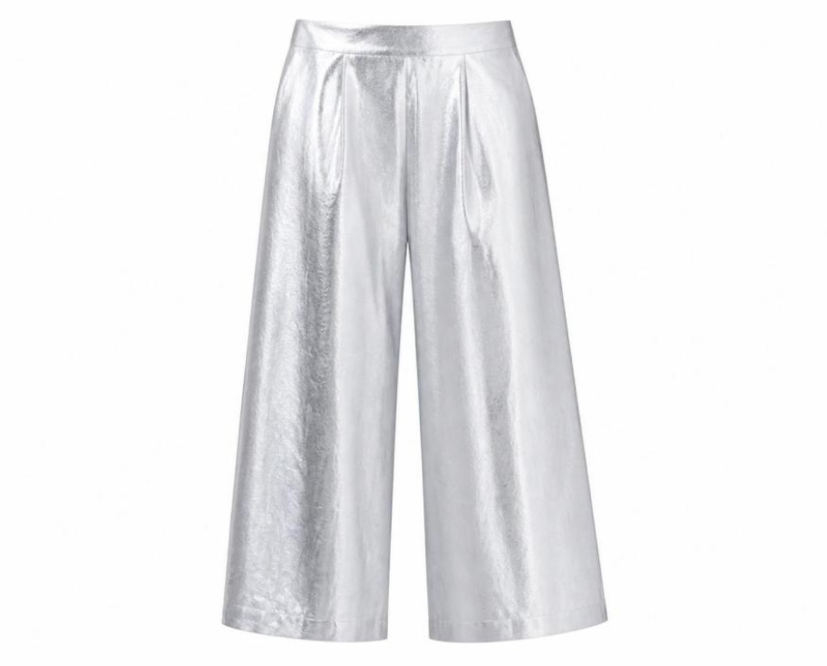 Culotte Metallic Linen Pant Silver